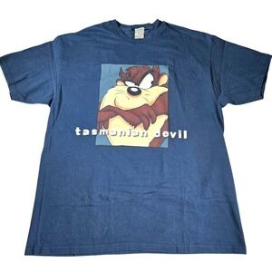 Vintage 1999 Warner Bros‎ Tasmanian Devil T Shirt Looney Tunes Mens Size XL Blue